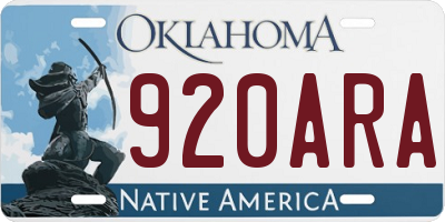 OK license plate 920ARA