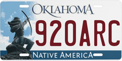 OK license plate 920ARC