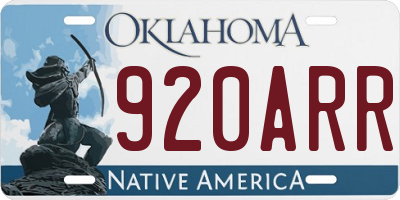 OK license plate 920ARR