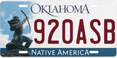 OK license plate 920ASB