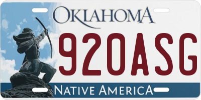 OK license plate 920ASG