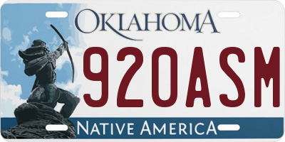 OK license plate 920ASM