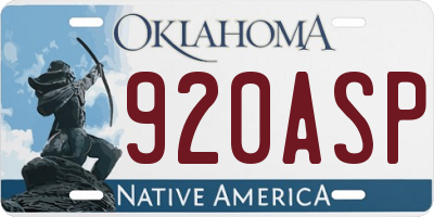 OK license plate 920ASP