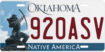 OK license plate 920ASV