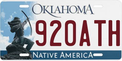 OK license plate 920ATH