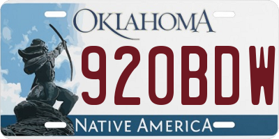 OK license plate 920BDW