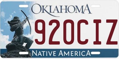 OK license plate 920CIZ