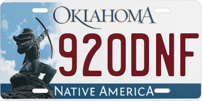 OK license plate 920DNF