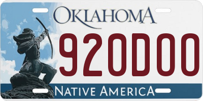 OK license plate 920DOO
