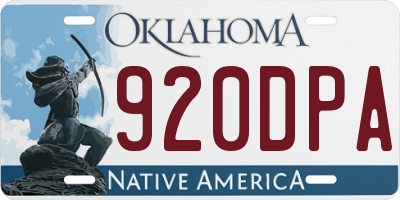 OK license plate 920DPA