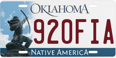 OK license plate 920FIA
