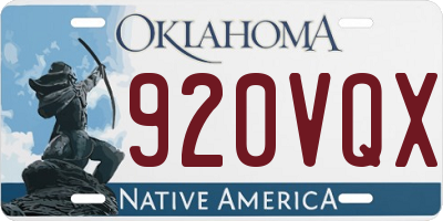 OK license plate 920VQX