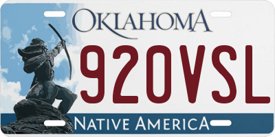 OK license plate 920VSL