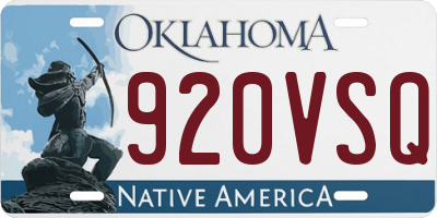 OK license plate 920VSQ