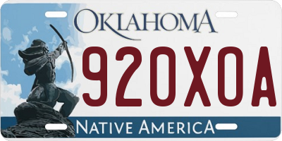OK license plate 920XOA