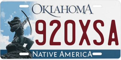 OK license plate 920XSA