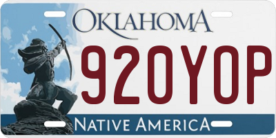 OK license plate 920YOP