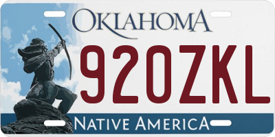 OK license plate 920ZKL