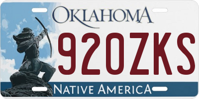 OK license plate 920ZKS