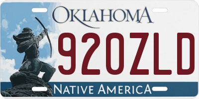 OK license plate 920ZLD