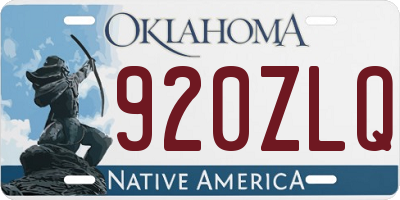 OK license plate 920ZLQ