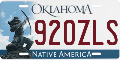 OK license plate 920ZLS