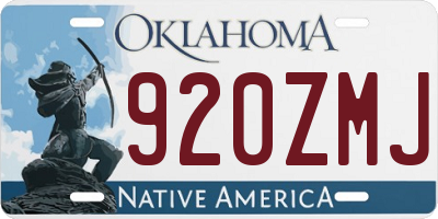 OK license plate 920ZMJ