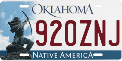OK license plate 920ZNJ
