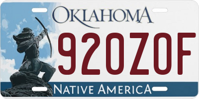 OK license plate 920ZOF