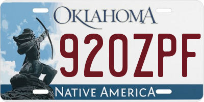 OK license plate 920ZPF