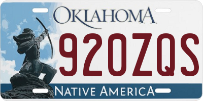 OK license plate 920ZQS