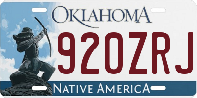 OK license plate 920ZRJ