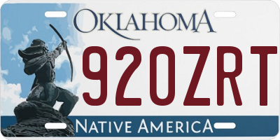 OK license plate 920ZRT