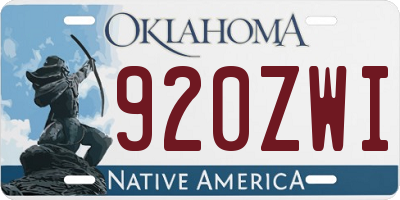 OK license plate 920ZWI