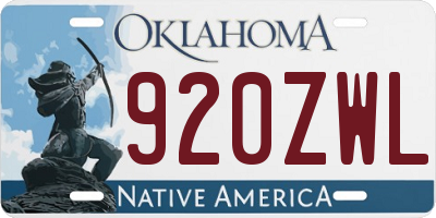 OK license plate 920ZWL