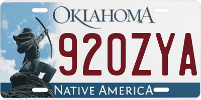 OK license plate 920ZYA