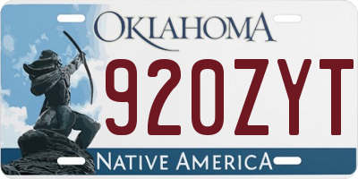 OK license plate 920ZYT