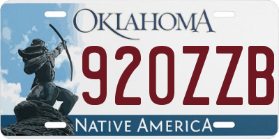 OK license plate 920ZZB