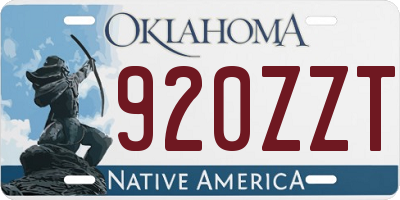 OK license plate 920ZZT