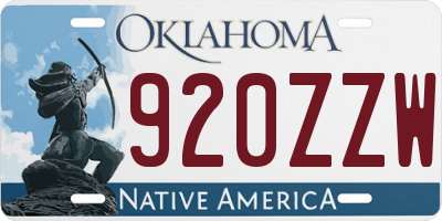 OK license plate 920ZZW