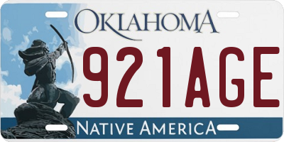 OK license plate 921AGE