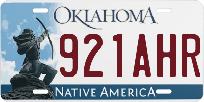 OK license plate 921AHR