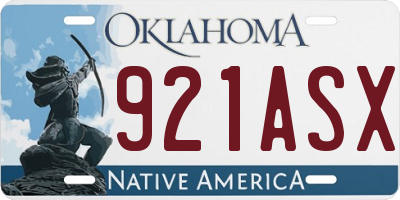 OK license plate 921ASX