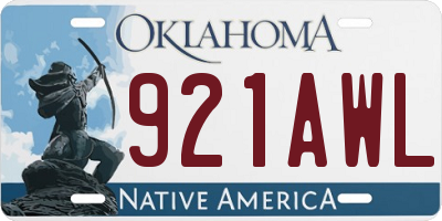 OK license plate 921AWL