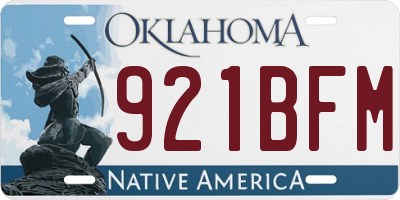 OK license plate 921BFM