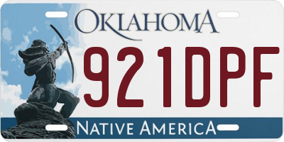 OK license plate 921DPF
