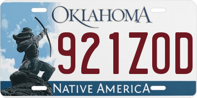 OK license plate 921ZOD