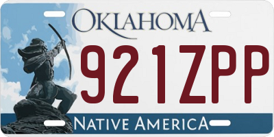 OK license plate 921ZPP