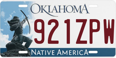 OK license plate 921ZPW