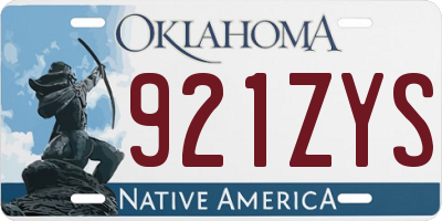 OK license plate 921ZYS